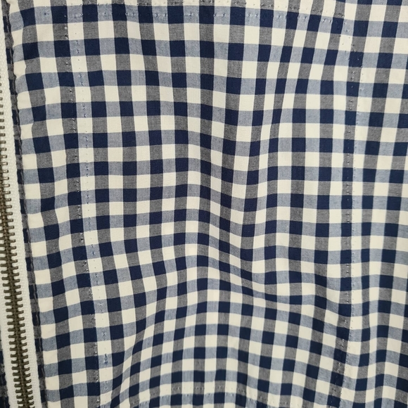 Navy blue & white gingham zip up with collar - Picture 10 of 10